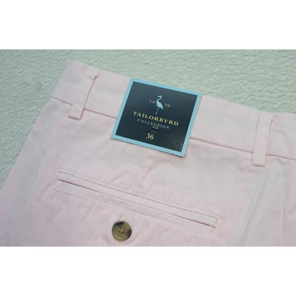 Tailorbyrd Other - Tailorbyrd Golf Shorts Khaki Chino Pink Flat 7.5" INS Mens Sz 36 NWT
